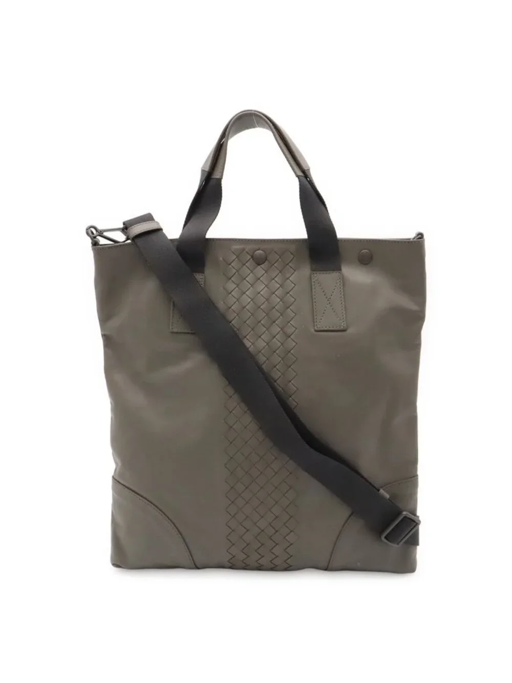 Bottega Veneta Intrecciato Tote 2-Way Shoulder Bag Long Leather Gray